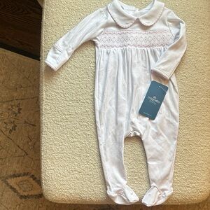 Magnolia Baby Lizzie Pink Smocked Collard Footie